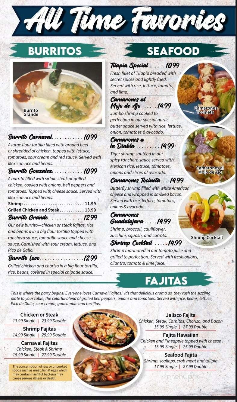 El Carnaval Mexican Restaurant - Linn, MO menu_pic