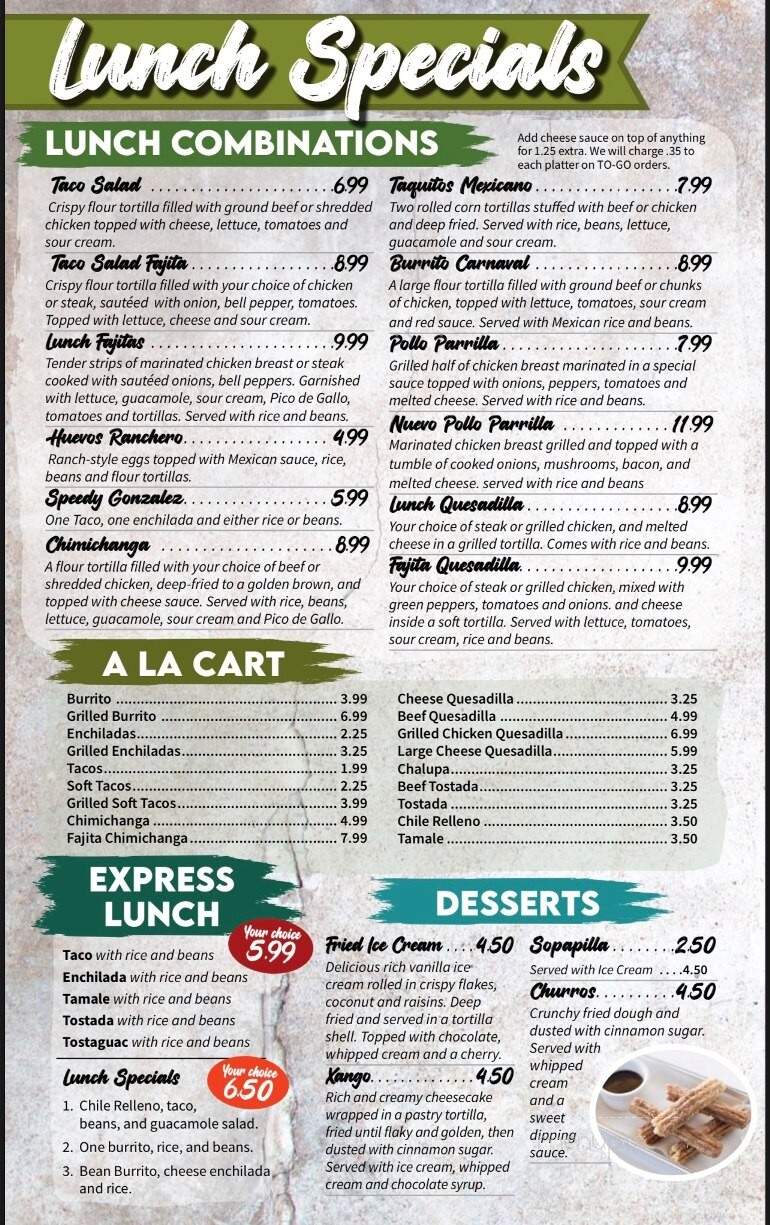El Carnaval Mexican Restaurant - Linn, MO menu_pic