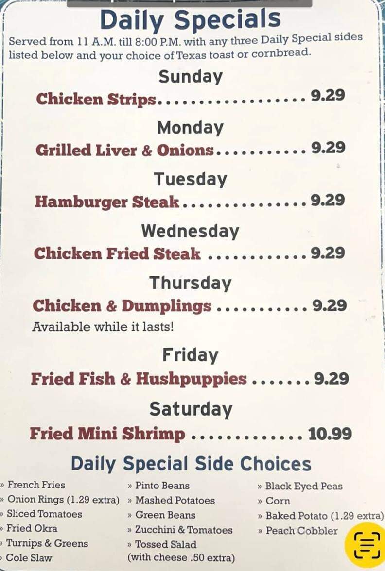 I-45 Restaurant - Fairfield, TX menu_pic