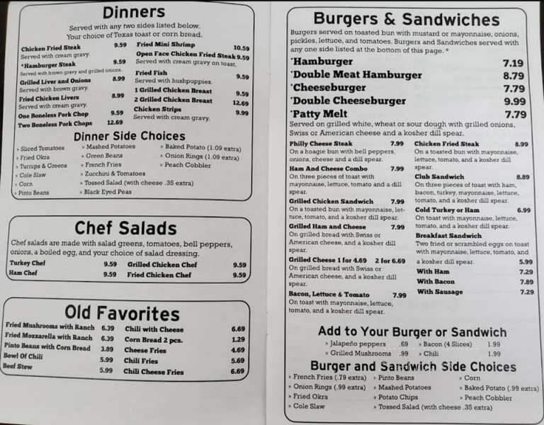 I-45 Restaurant - Fairfield, TX menu_pic