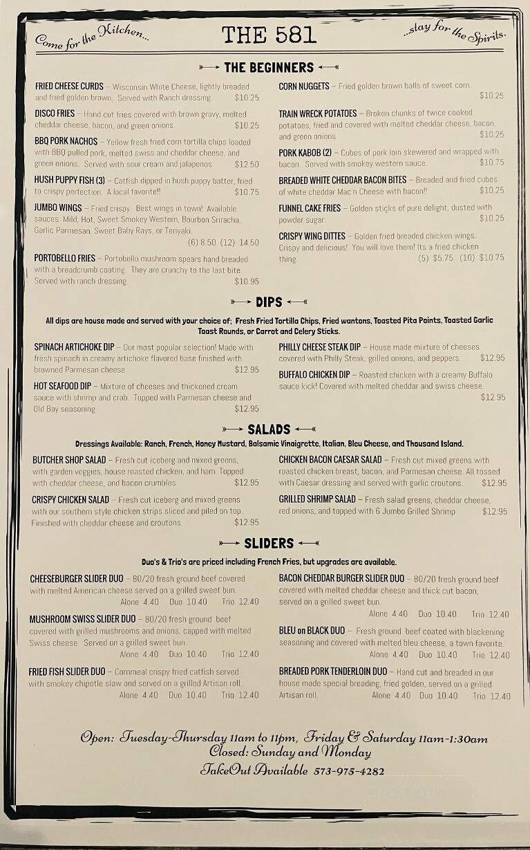 The581 - Mexico, MO menu_pic