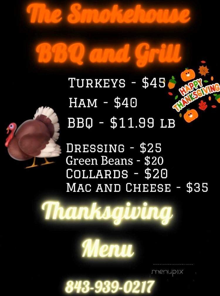 The Smokehouse BBQ & Grill - Scranton, SC menu_pic