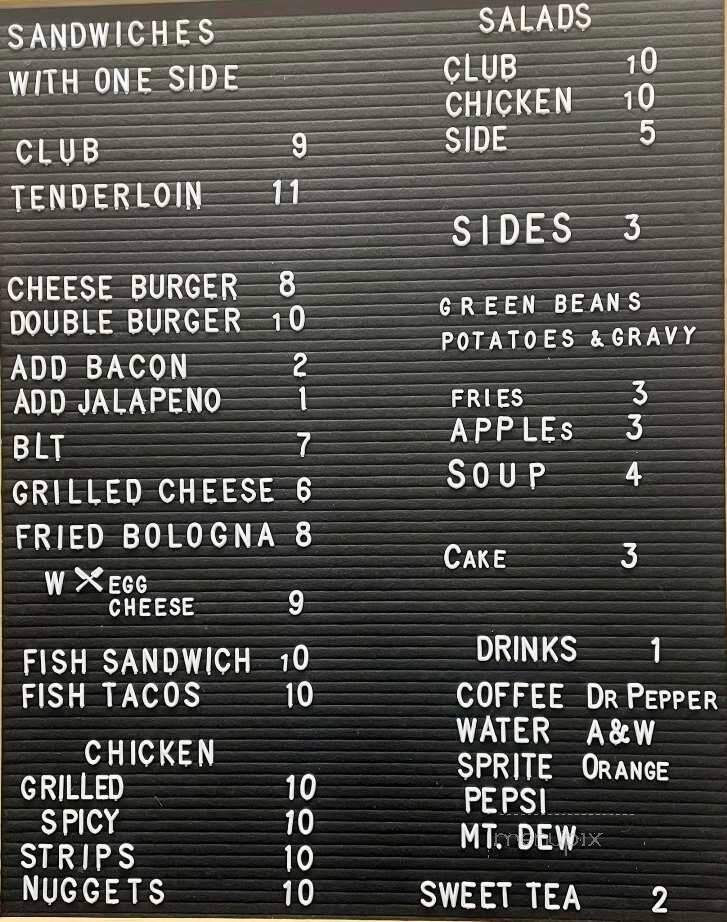 Abe's Awesome Cafe - Hodgenville, KY menu_pic
