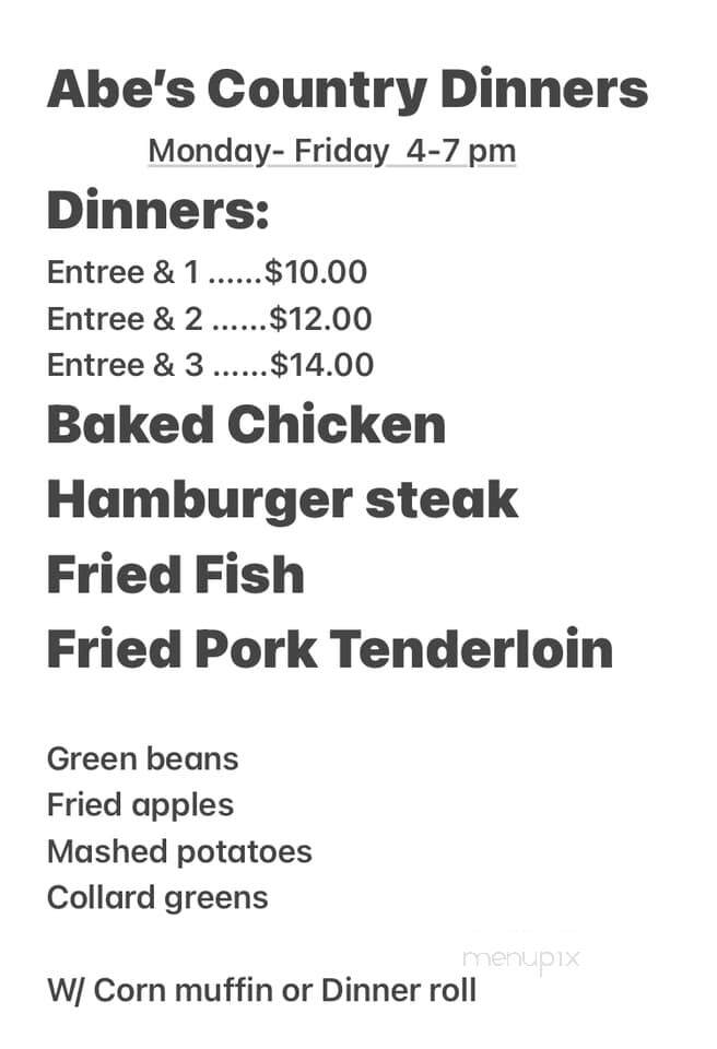 Abe's Awesome Cafe - Hodgenville, KY menu_pic