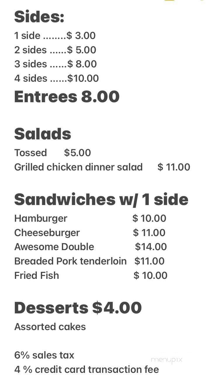 Abe's Awesome Cafe - Hodgenville, KY menu_pic