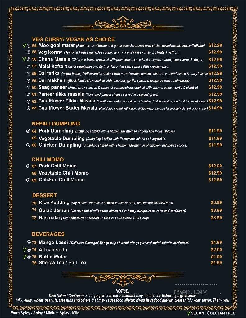 Ksherpa Dinner House - Montpelier, VT menu_pic