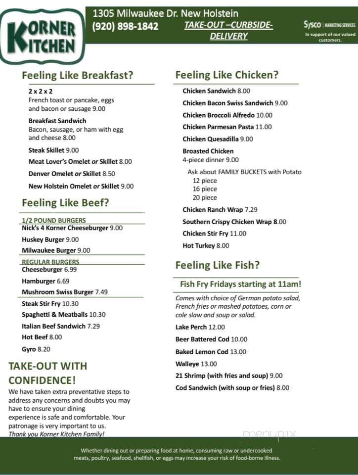 Korner Kitchen - New Holstein, WI menu_pic