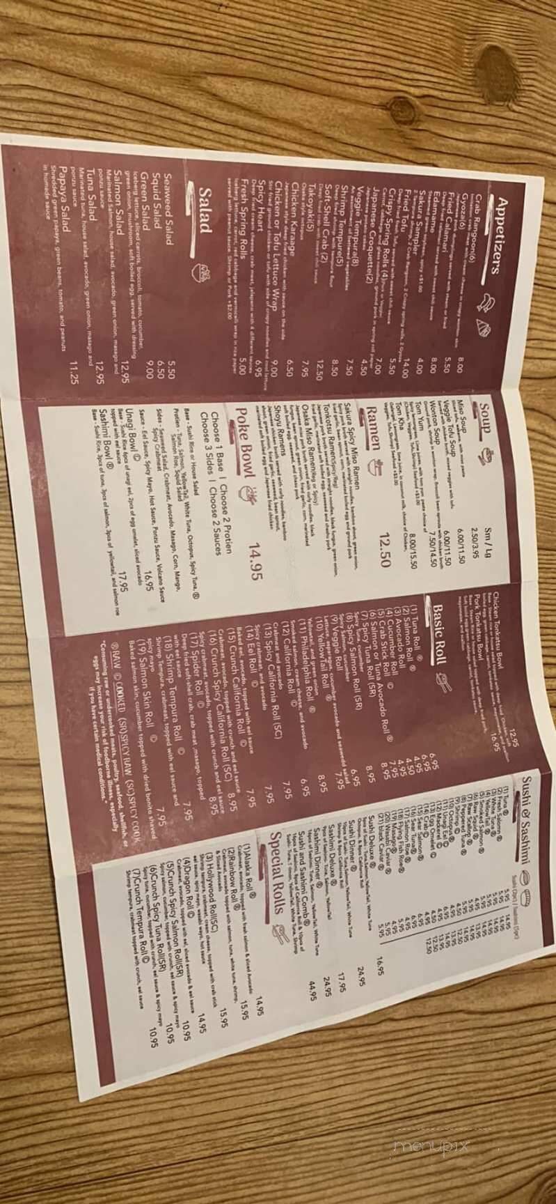 Sakura Sushi & Asian Cuisine - Fort Worth, TX menu_pic