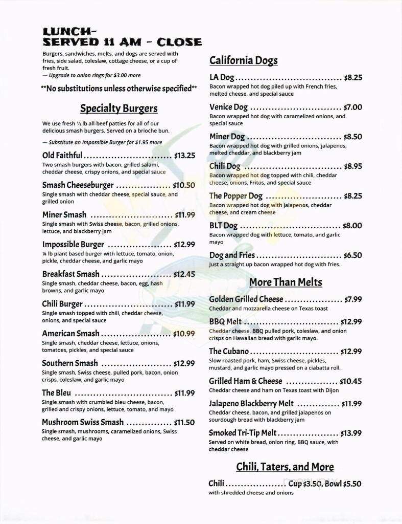 Miner Diner - Yreka, CA menu_pic