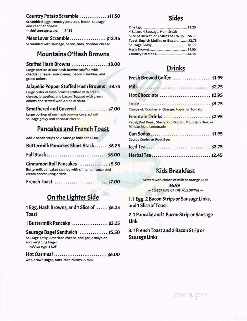 Miner Diner - Yreka, CA menu_pic