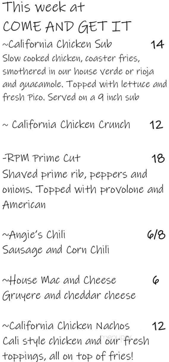 Come and Get it Food Truck - Westmoreland, NY menu_pic