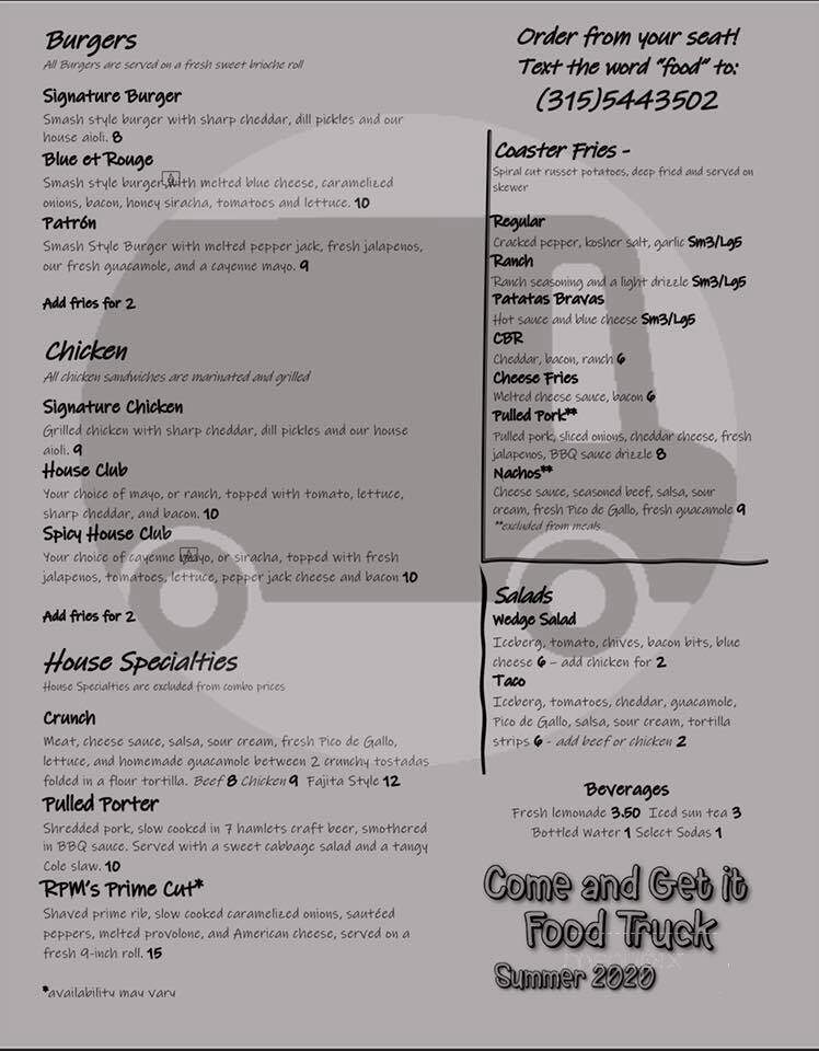 Come and Get it Food Truck - Westmoreland, NY menu_pic