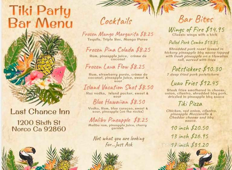 Last Chance INN - Norco, CA menu_pic