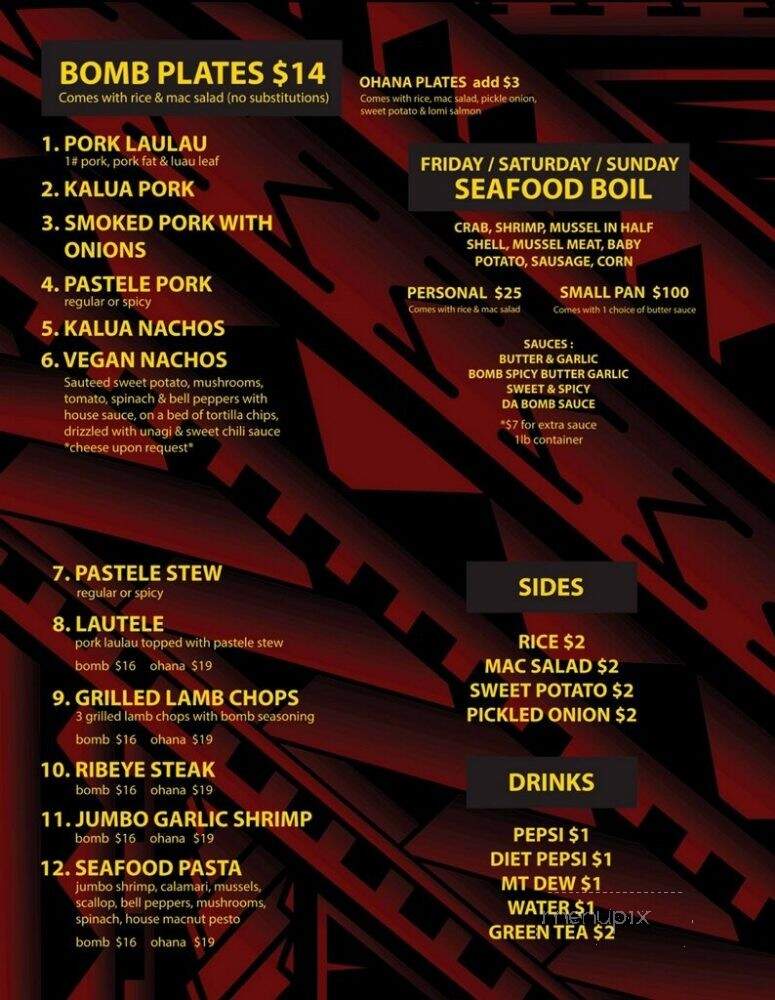 Da Bomb Grindz - Captain Cook, HI menu_pic