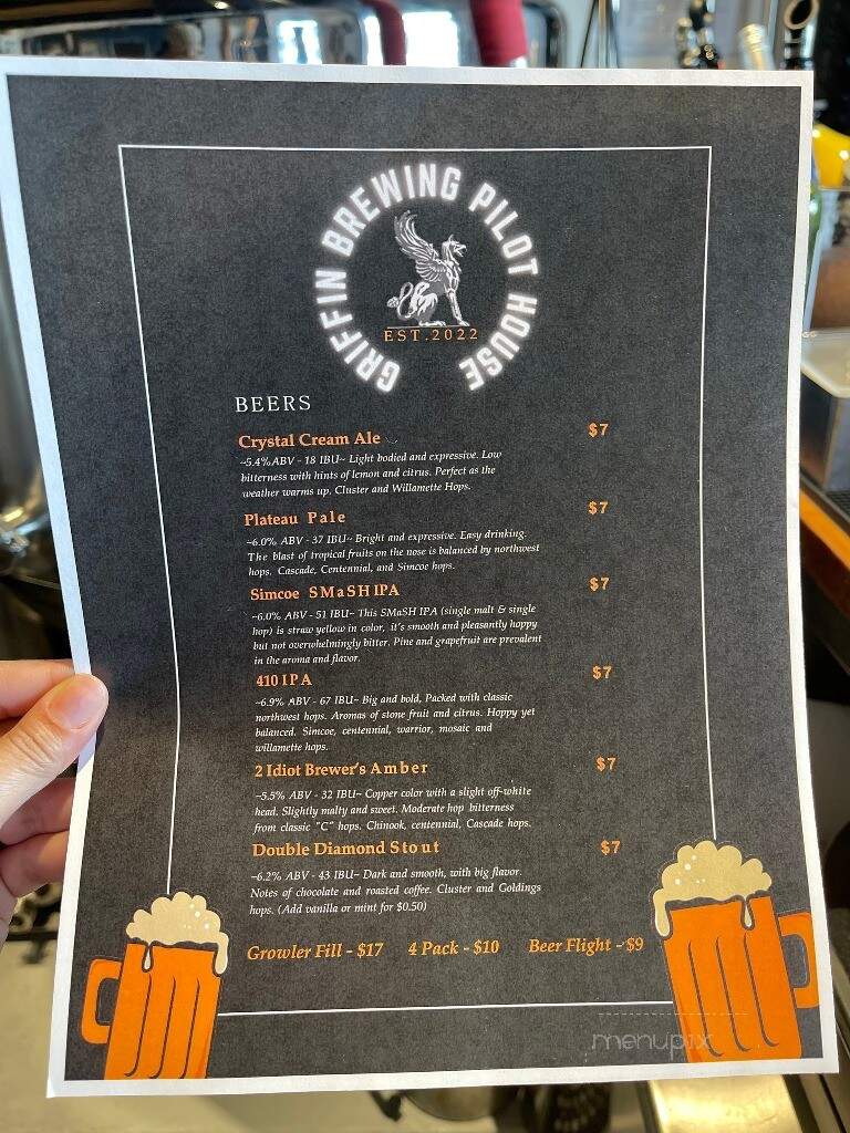 Griffin Brewing & Pilot House - Enumclaw, WA menu_pic