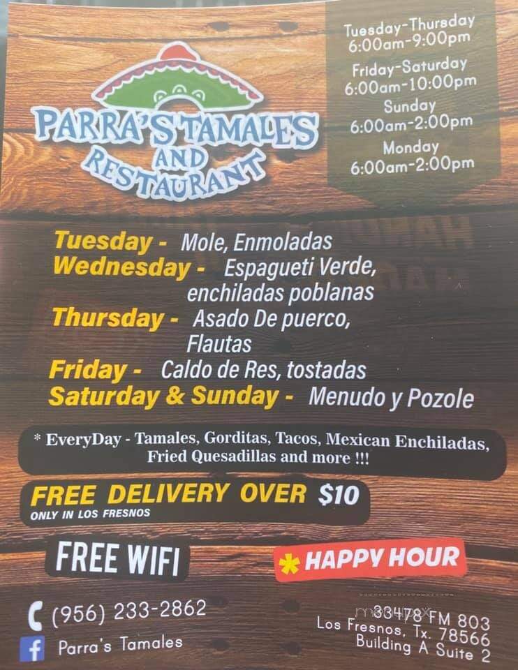 Parra's Tamales & Restaurant - Los Fresnos, TX