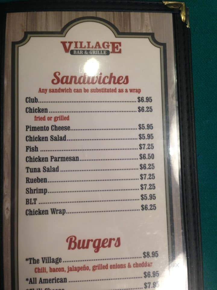 Village Bar & Grill - Myrtle Beach, SC menu_pic