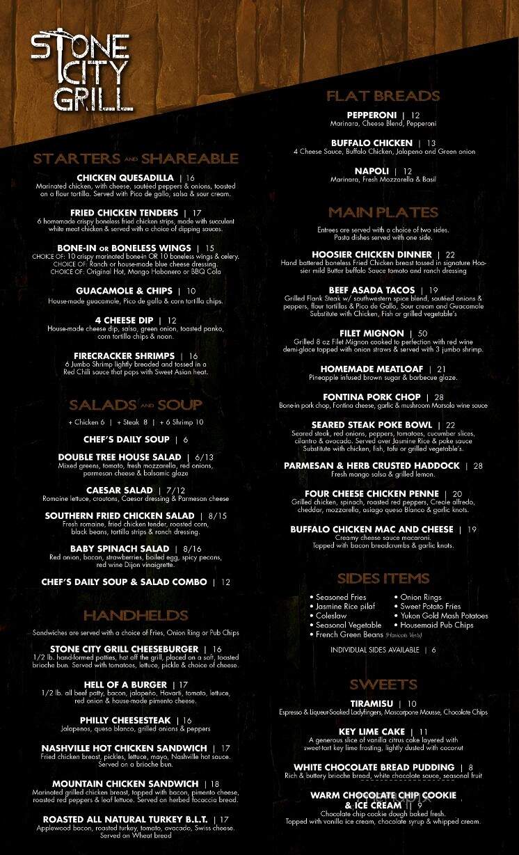 Stone City Grill - Evansville, IN menu_pic
