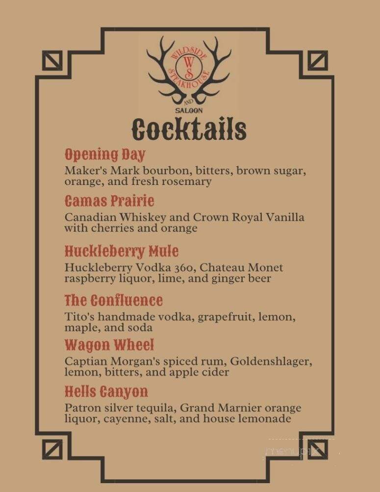 Wildside Steakhouse - White Bird, ID menu_pic