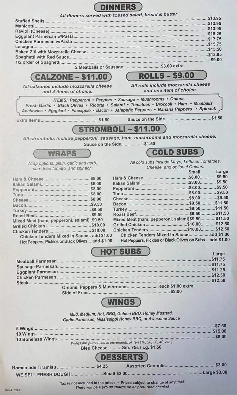 Joe & Vinnys Pizzeria - Oxford, NY menu_pic