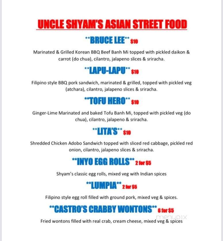 Uncle Shyam's Asian Street Food - Bishop, CA menu_pic