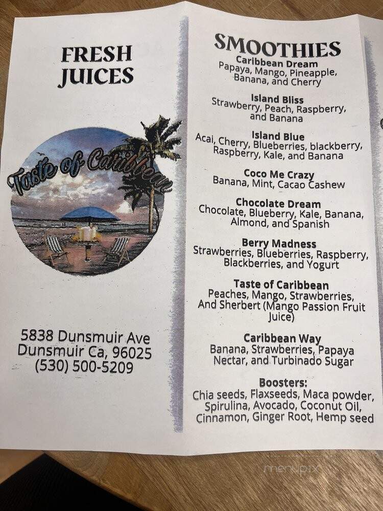 Taste Of the Caribbean - Dunsmuir, CA menu_pic