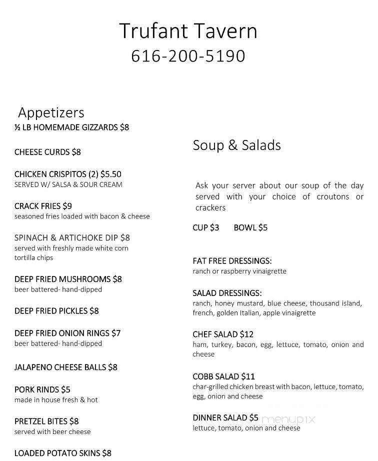 Trufant Tavern - Trufant, MI menu_pic