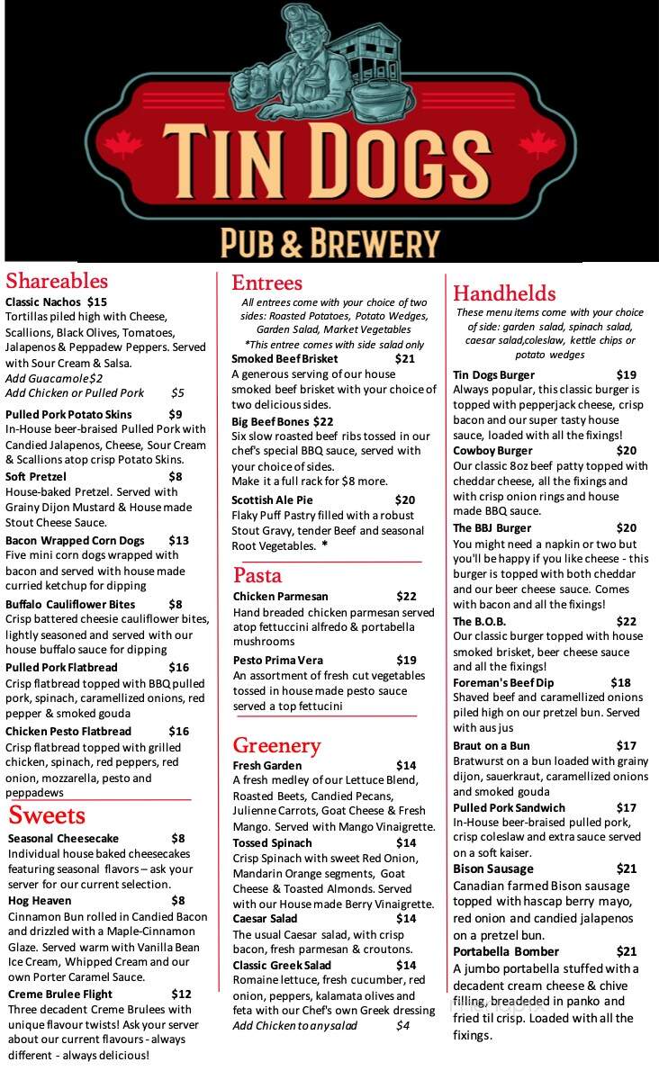 Tin Dogs - Coleman, AB menu_pic