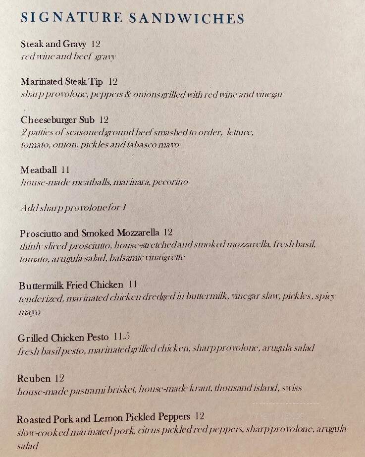 Bluebird Sandwiches and Pizza - Tewksbury, MA menu_pic