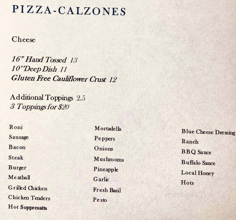 Bluebird Sandwiches and Pizza - Tewksbury, MA menu_pic