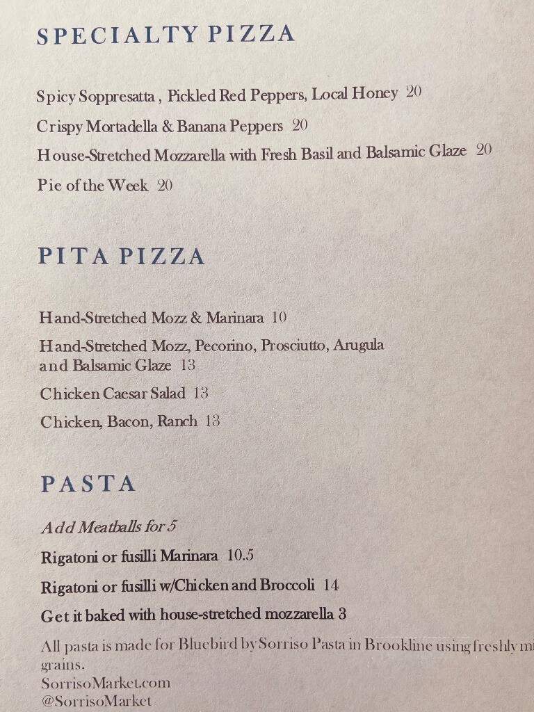 Bluebird Sandwiches and Pizza - Tewksbury, MA menu_pic