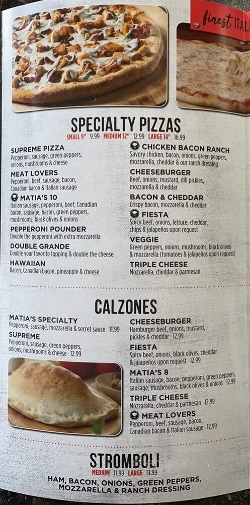 Matia's Pizza - Caneyville, KY menu_pic