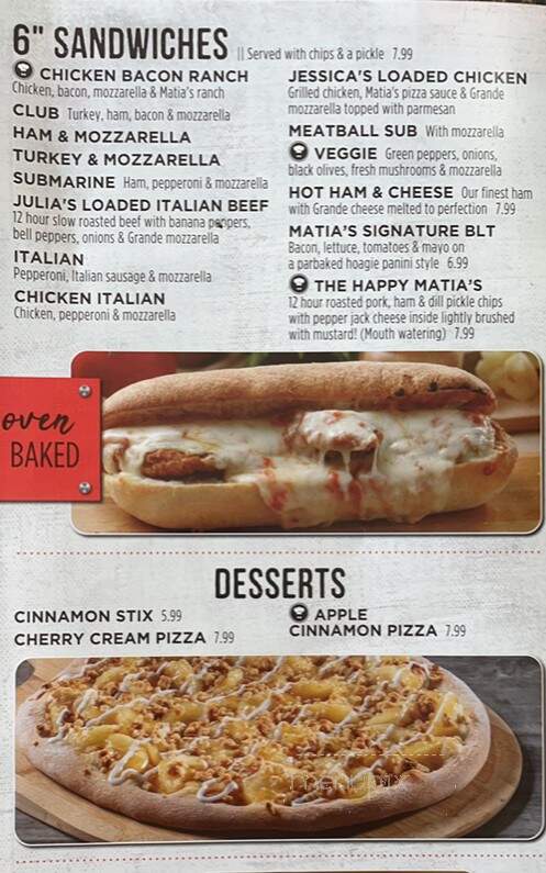 Matia's Pizza - Caneyville, KY menu_pic