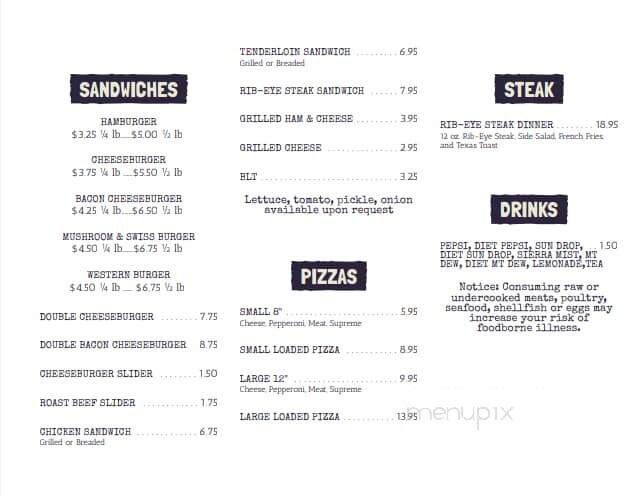 A Bar & Grille - New Florence, MO menu_pic
