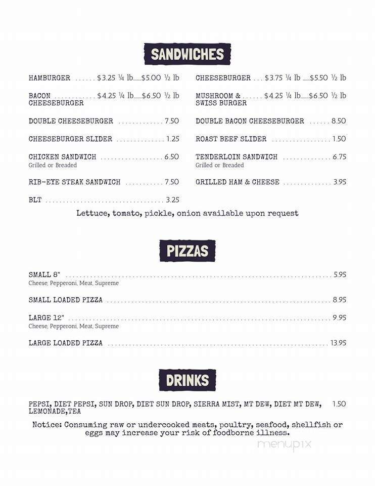A Bar & Grille - New Florence, MO menu_pic