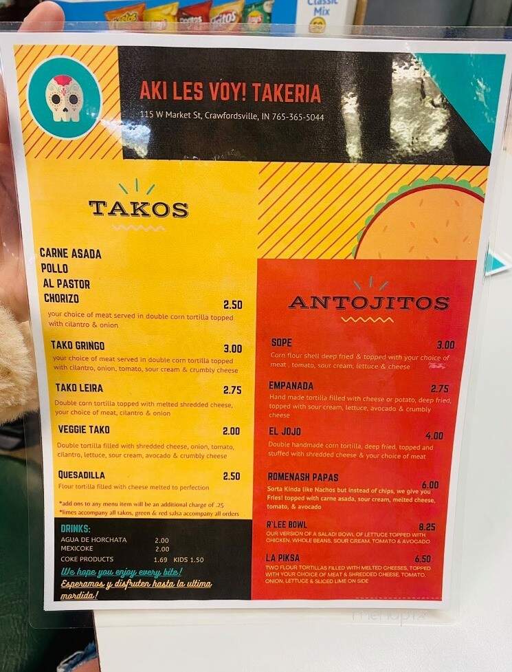 Aki Les Voy Takeria - Crawfordsville, IN menu_pic