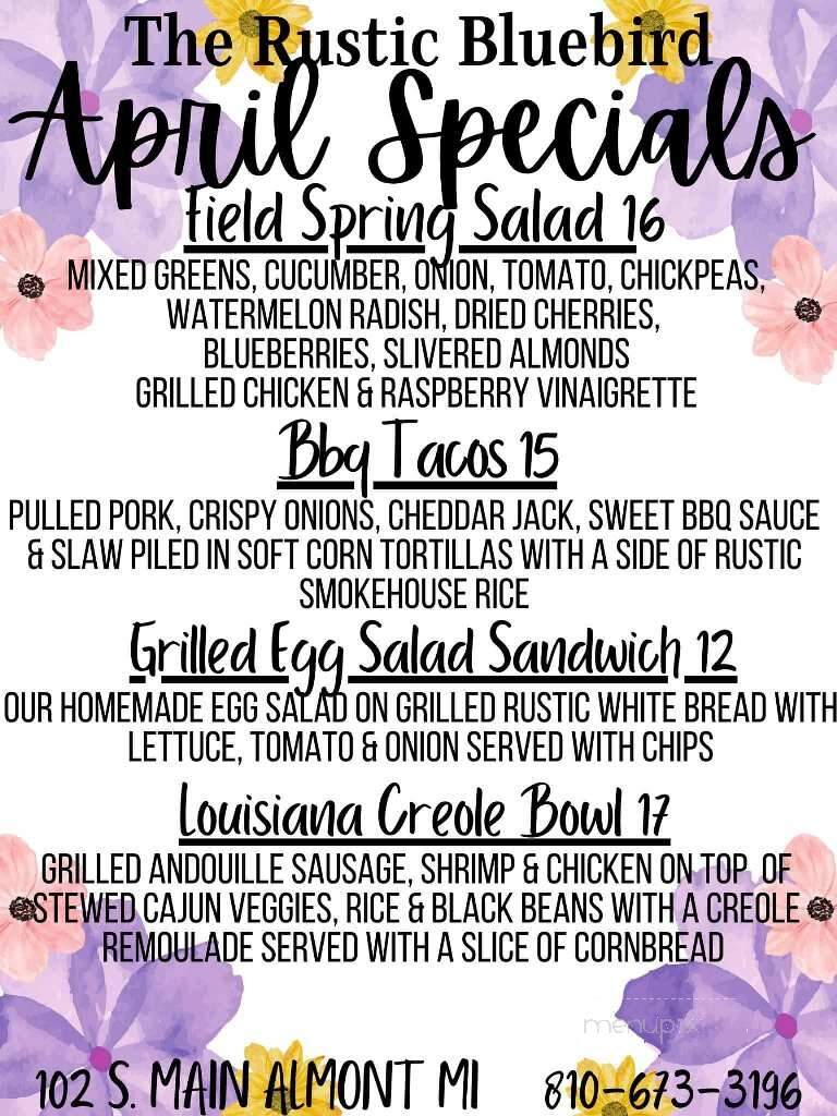 The Rustic Bluebird - Almont, MI menu_pic