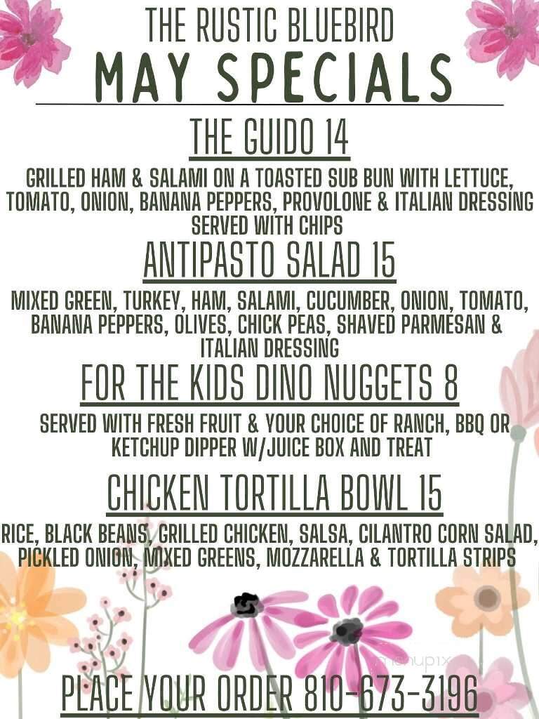 The Rustic Bluebird - Almont, MI menu_pic
