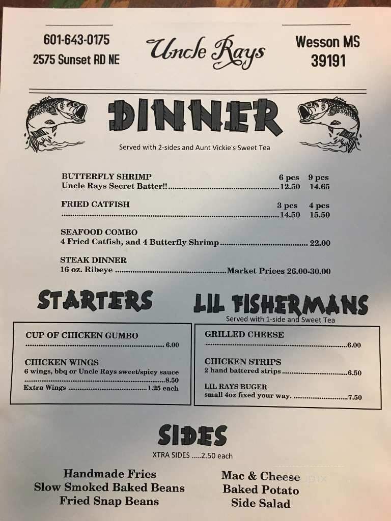 Uncle Ray's - Wesson, MS menu_pic