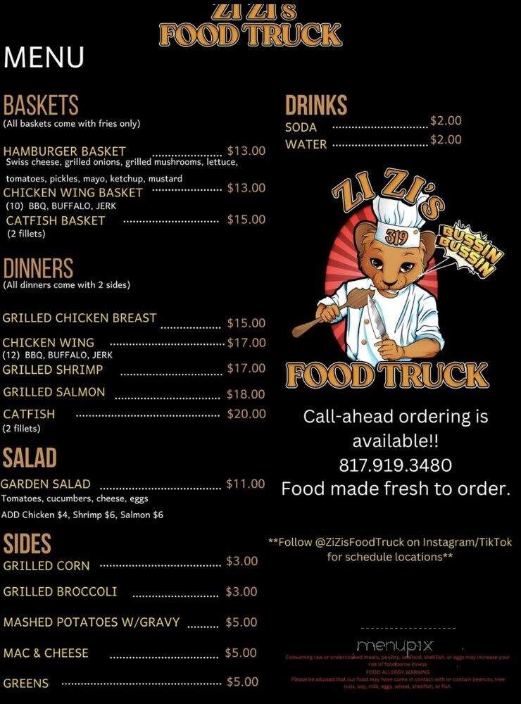 Zi Zi's Food Truck - Fort Worth, TX menu_pic