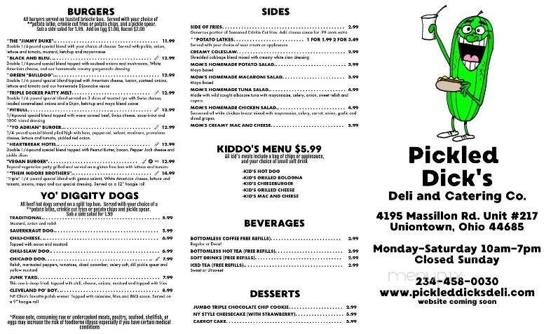 Pickled Dicks - Uniontown, OH menu_pic