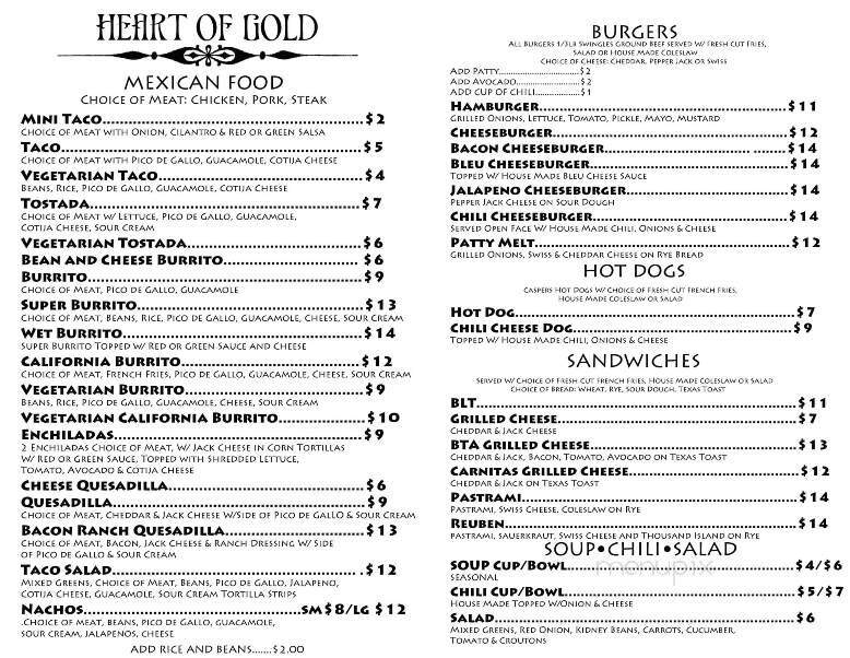 Heart of Gold Cafe - Mountain Ranch, CA menu_pic