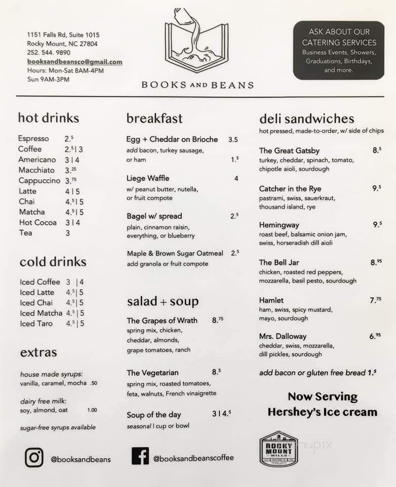 Books and Beans - Rocky Mount, NC menu_pic