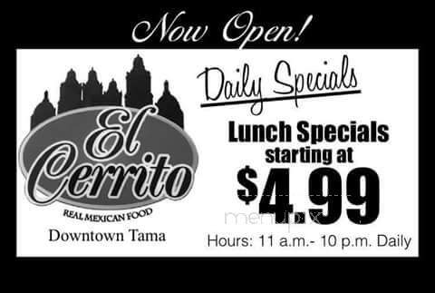 El Cerrito - Tama, IA menu_pic