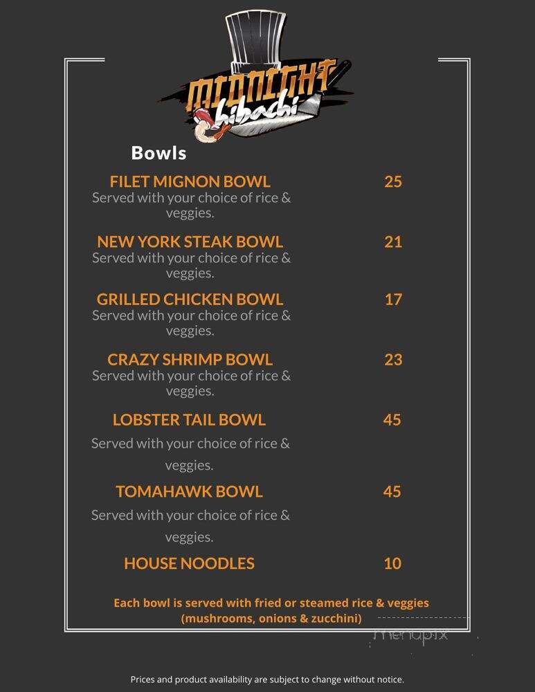 Midnight Hibachi - Bloomington, CA menu_pic