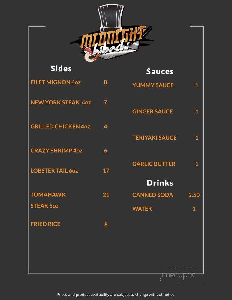 Midnight Hibachi - Bloomington, CA menu_pic