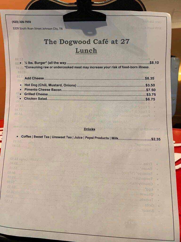 The Dogwood Cafe at 27 - Johnson City, TN menu_pic