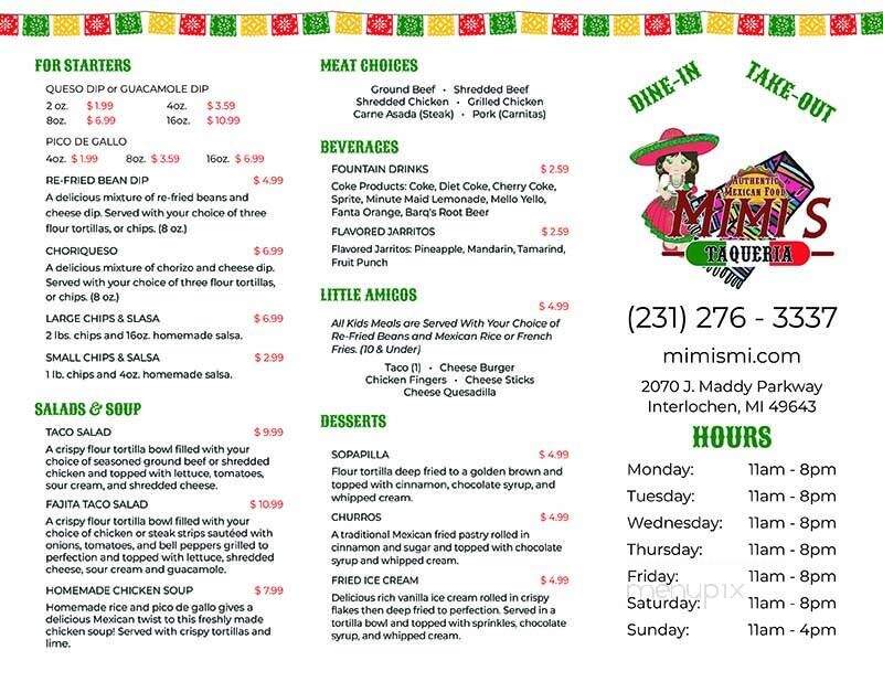 Mimi's Taqueria - Interlochen, MI menu_pic