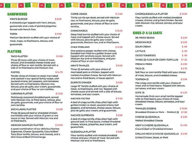 Mimi's Taqueria - Interlochen, MI menu_pic