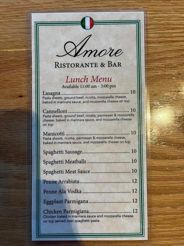 Amore Italian Ristorante & Bar - Oxford, MS menu_pic